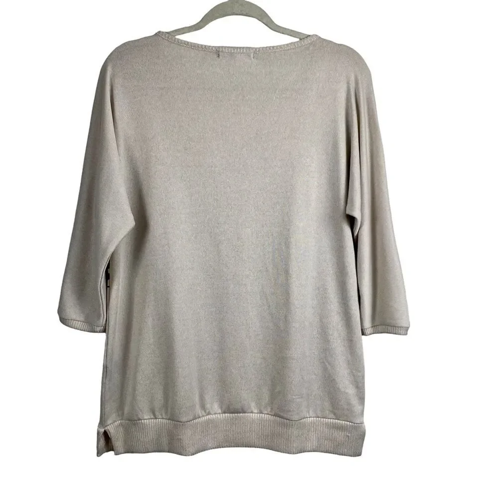 Mesh + Lace Lightweight Pullover Oversized Sweater Graphic New York Scene Size M